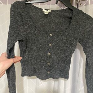 Bozzolo Charcoal Ribbed Knit Top